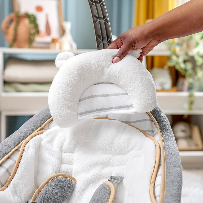 Ingenuity Boutique Collection Plush Modern Baby Rocker & Stationary Seat with Vibrations,, Bella Teddy