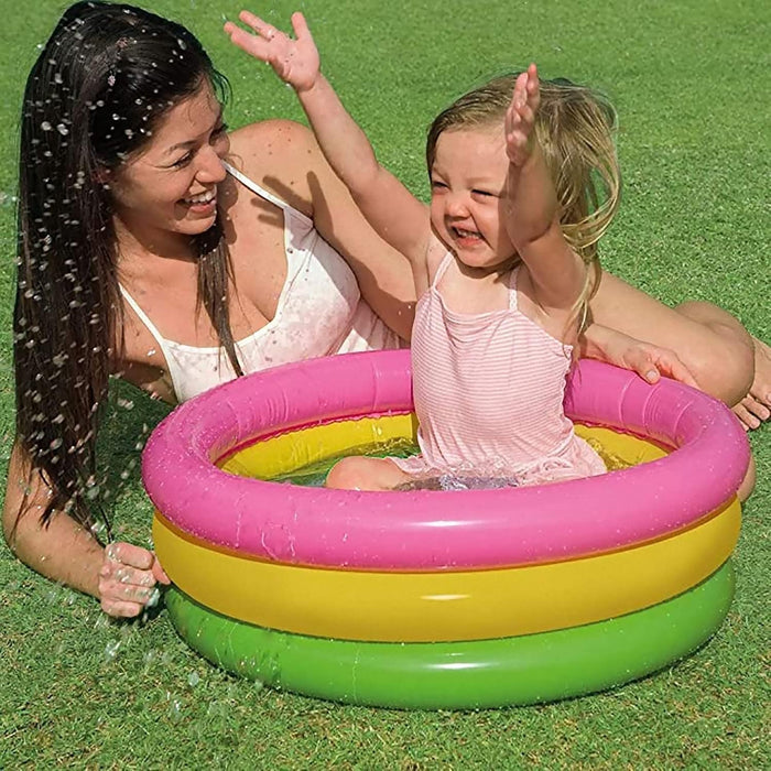 Intex Sunset Glow Baby Pool, 3-Ring With Inflatable Floor (86cmx25cm)