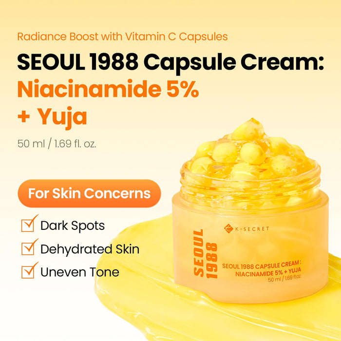 K-Secret Seoul 1988 Niacinamide Capsule Cream Hydrating Face Moisturizer (50ml).
