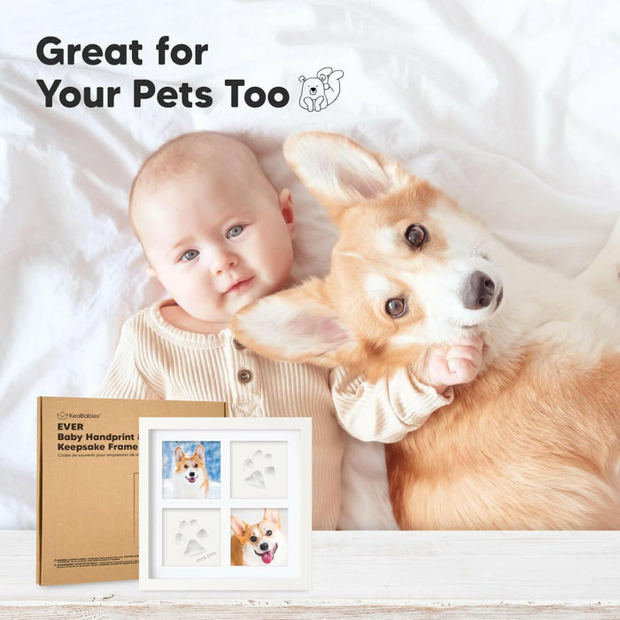 Keababies Ever Keepsake Frame Baby Hand and Footprint Kit (Alpine White)