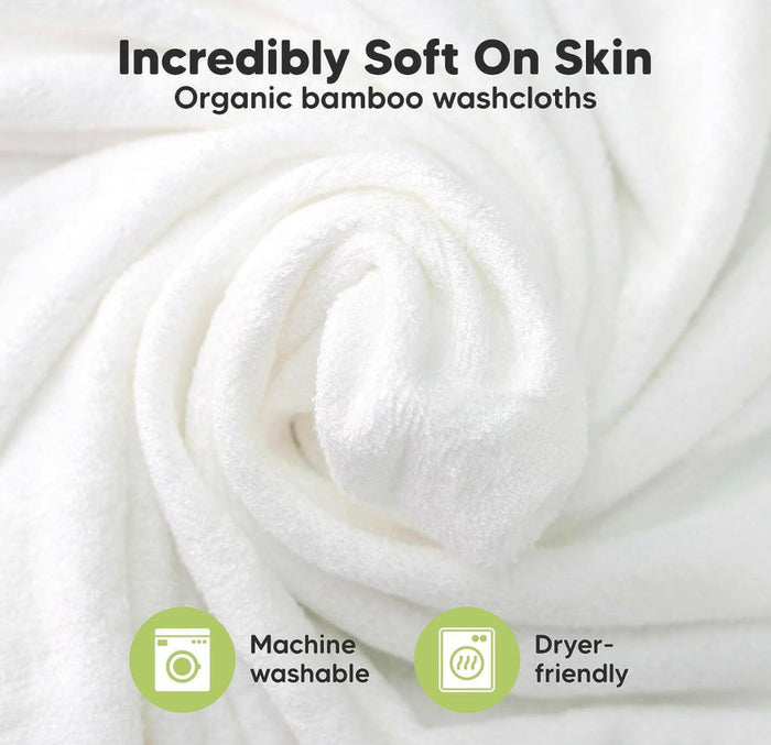 6-Pack Organic Baby Washcloths - Soft Bamboo Washcloth.