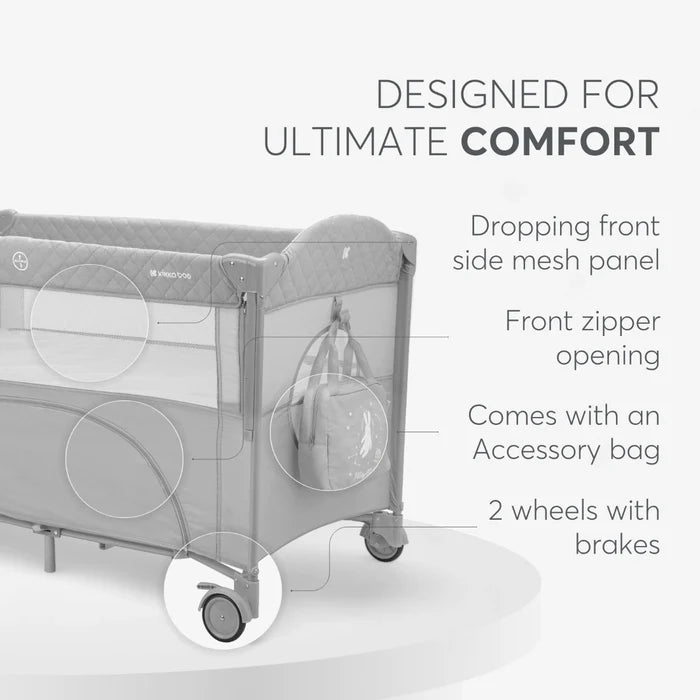 Kikkaboo Baby Cot 2 Levels 2026 (Milky Way Grey)