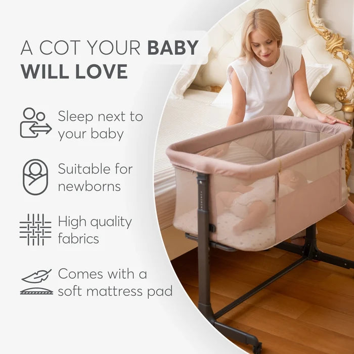 Kikkaboo Bedside Crib Noah 2025 (Dark Grey)