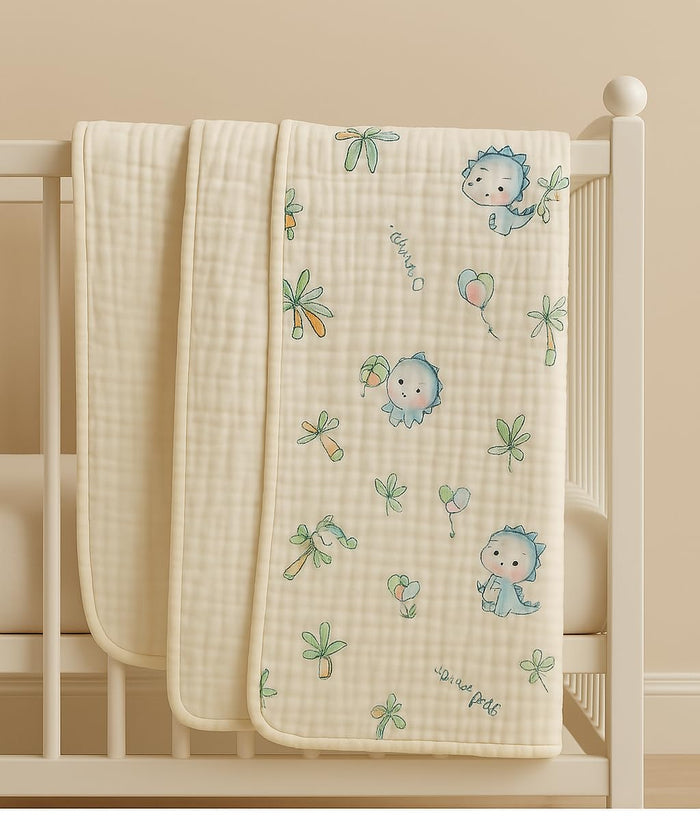 Kinder Valley 100% Organic Cotton Dino Pal Reversible Muslin Blanket