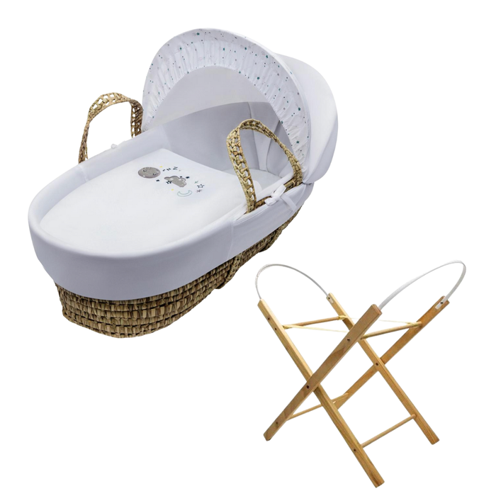 Kinder Valley Starry Sky Moses Basket With Natural Stand
