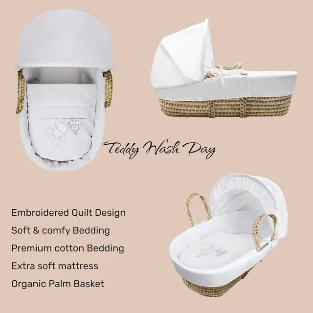 Kinder Valley Teddy Wash Day Moses Basket with Folding Stand