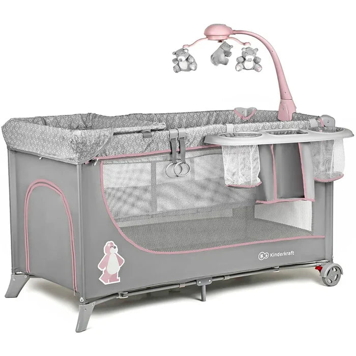 Kinderkraft Joy Folding Bed with Accessories (Pink)