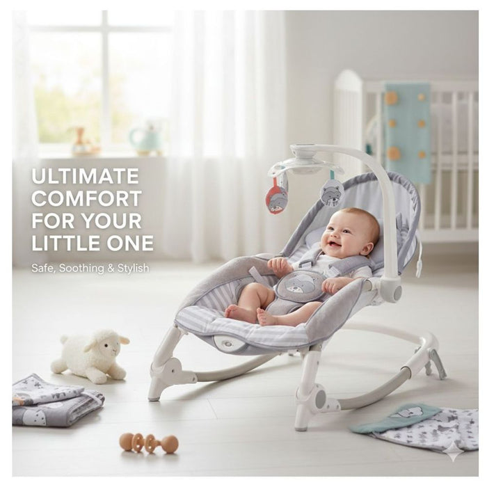 Konig Kids Baby Rocker With Music Light & Toys (Grey)