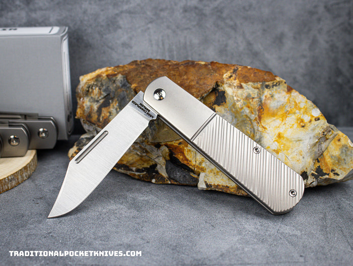 Lake Champlain Barlow: Clip Point - Sawcut Titanium