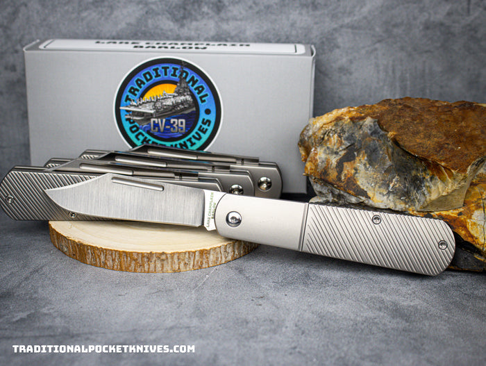 Lake Champlain Barlow: Clip Point - Sawcut Titanium