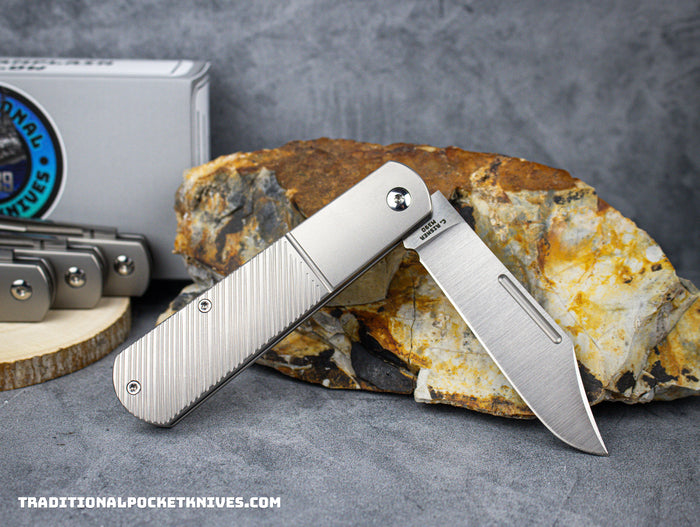 Lake Champlain Barlow: Clip Point - Sawcut Titanium