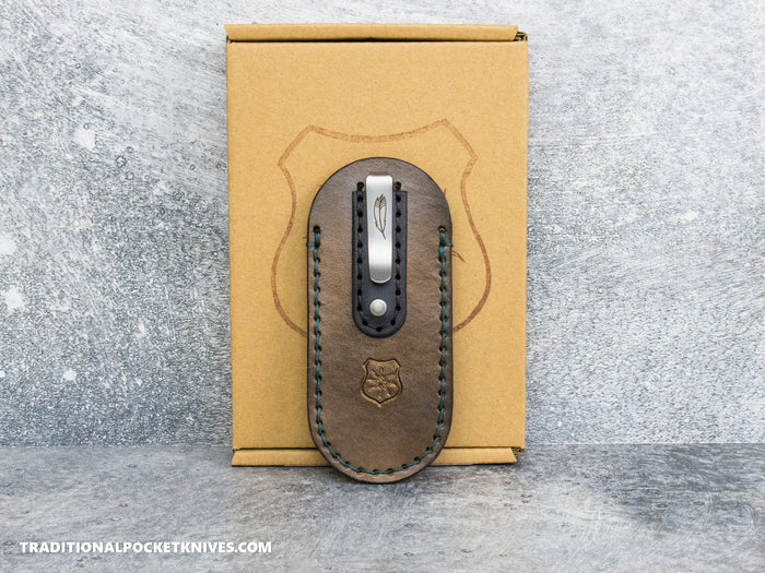 Lancelot Leather Clip Slip Standard with LynchNW Titanium Clip - Chocolate / Hunter Green
