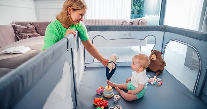 Lionelo Willow Baby Playpen (Grey Concrete)