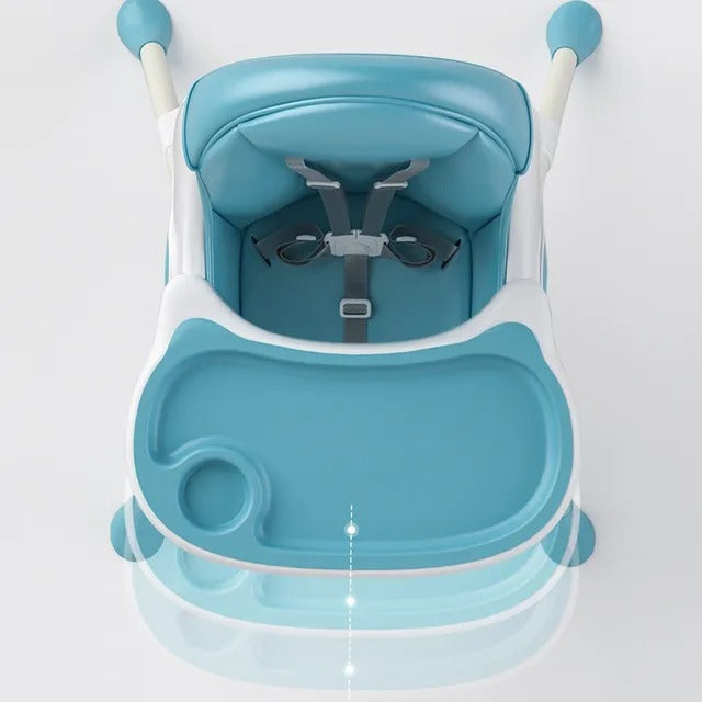 Little Angel Baby High Chair With Tray & Storage Basket (Blue)