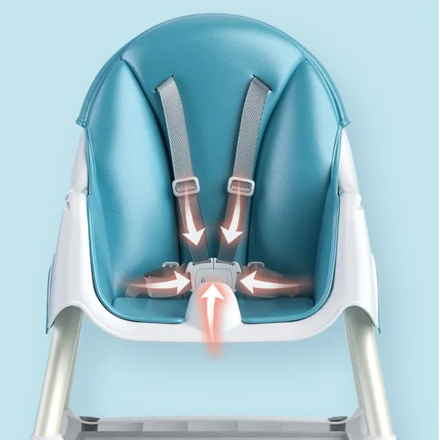Little Angel Baby High Chair With Tray & Storage Basket (Blue)
