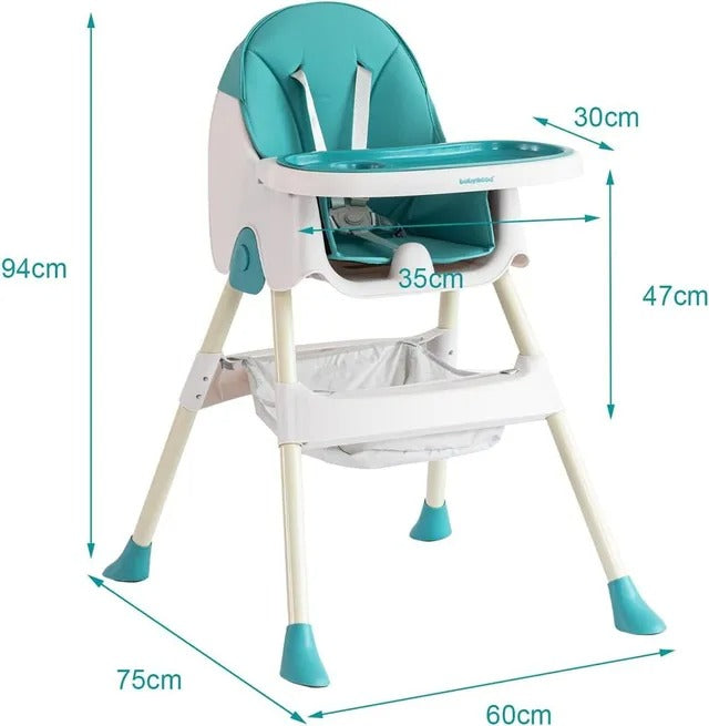 Little Angel Baby High Chair With Tray & Storage Basket (Blue)