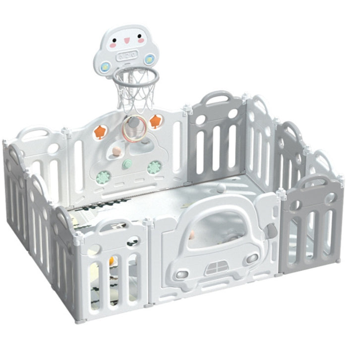 Little Angel Baby Playpen With Basketball Hoop And Fence (White/Grey) 123 *163* 61 cm