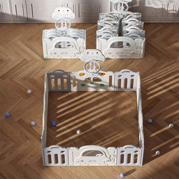 Little Angel Baby Playpen With Basketball Hoop And Fence (White/Grey) 123 *163* 61 cm