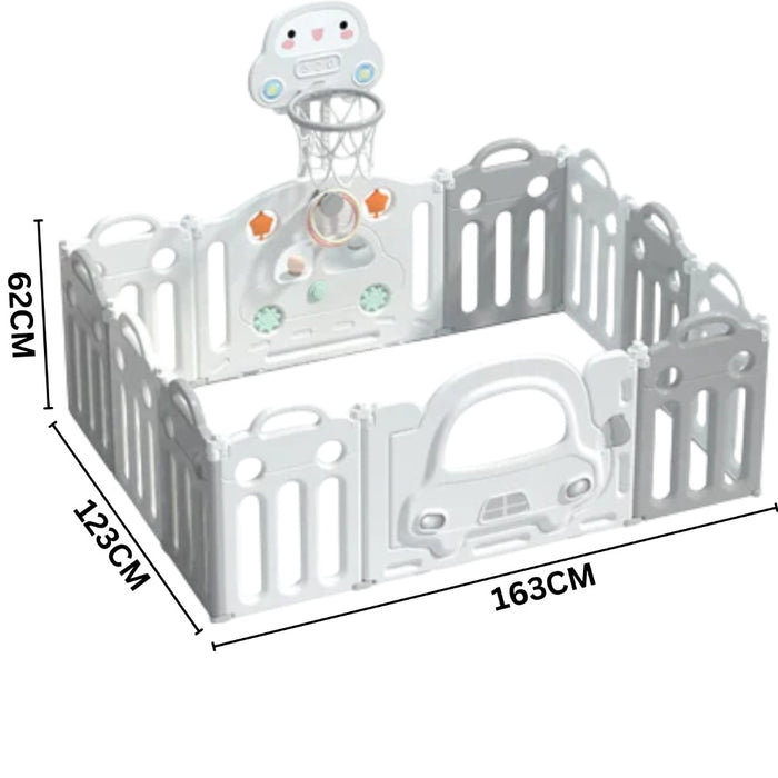 Little Angel Baby Playpen With Basketball Hoop And Fence (White/Grey) 123 *163* 61 cm