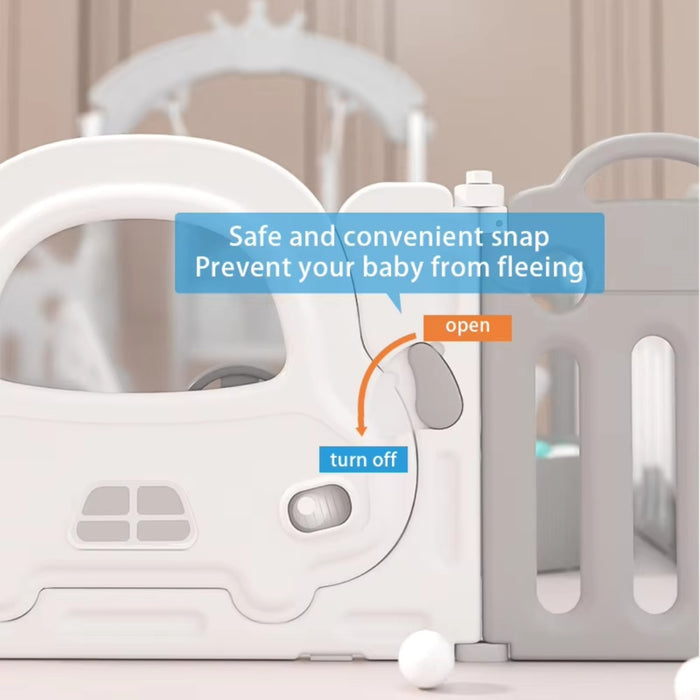 Little Angel Baby Playpen With Basketball Hoop And Fence (White/Grey) 123 *163* 61 cm