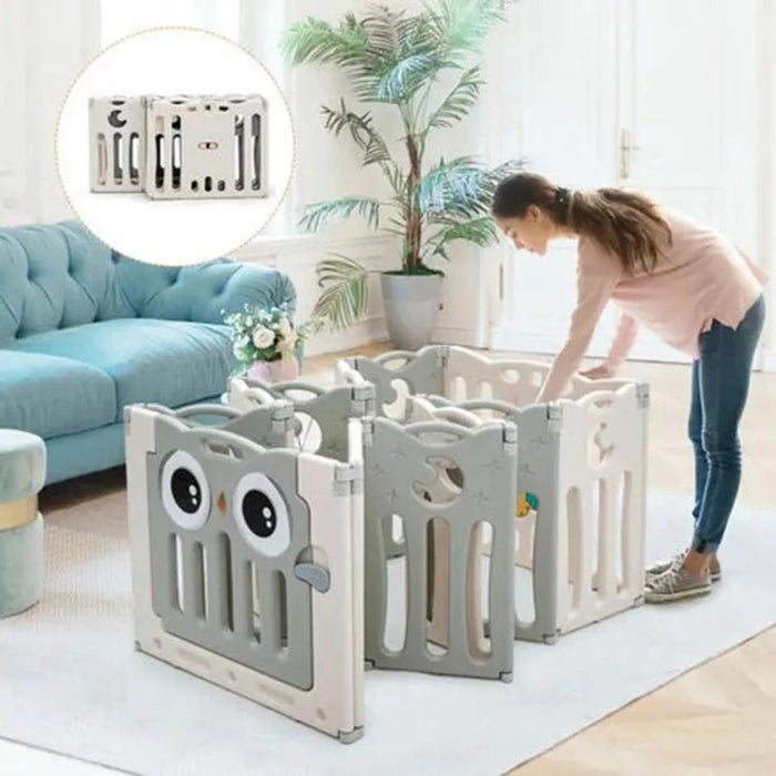 Little Angel Baby Playpen With Fence (Grey)