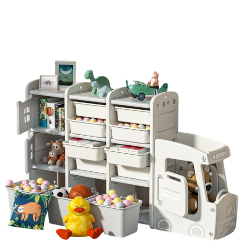 Little Angel Kids' Nursery Storage Rack With Bins & Shelves (White)