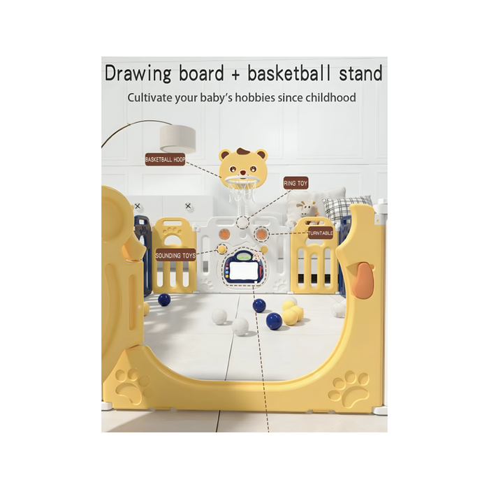 Little Angel Kids Playpen (163.2 x 163.4 x 65 cm , Yellow)