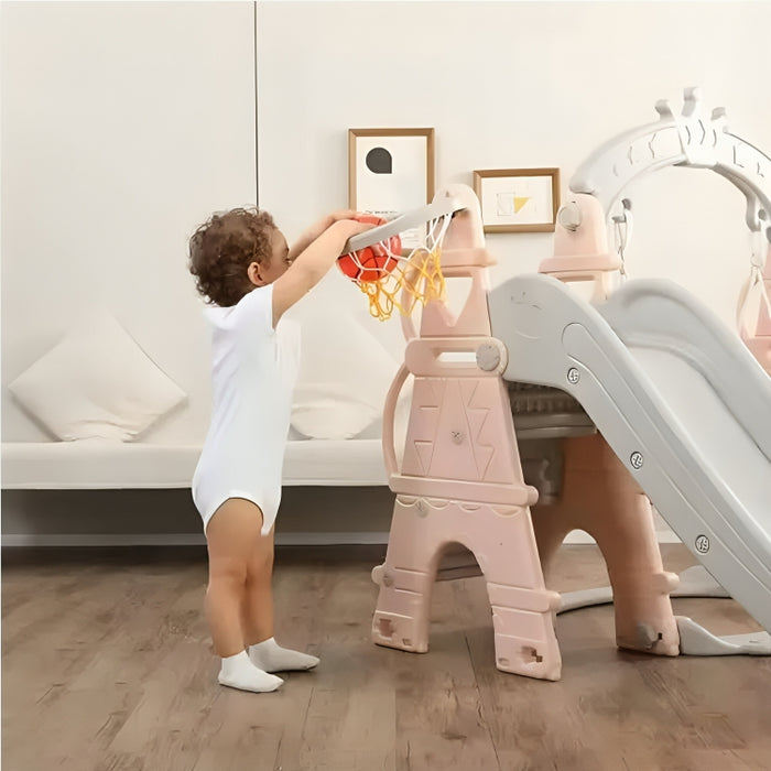 Little Angel Kids Slide And Swing 3-In-1 Activity Playset (180 x 122 x 218 cm, Pink).
