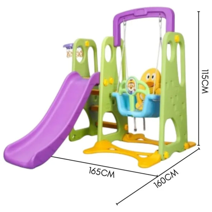 Little Angel Kids Slide And Swing 3-In-1 Activity Playset (Green)