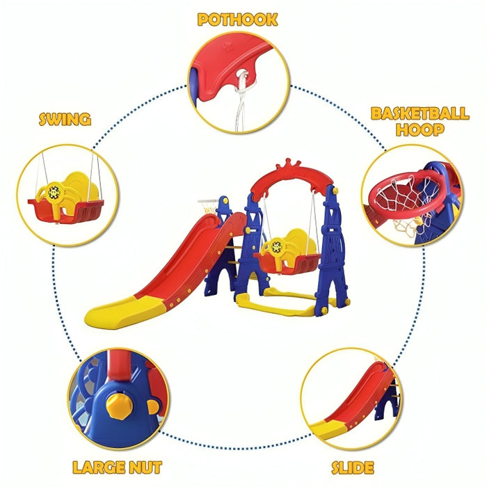 Little Angel Kids Slide & Swing 3 In 1 Activity Playset (160 x 115 x 160 cm, Colorful).