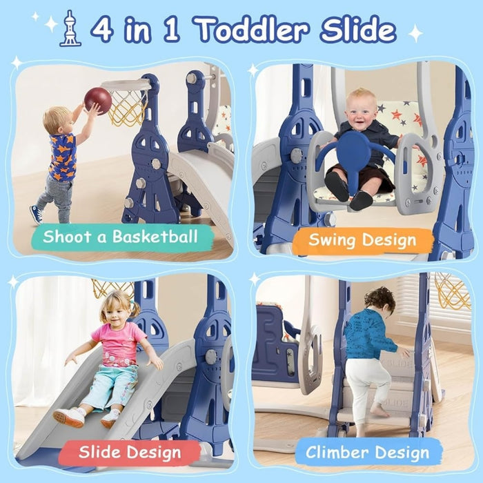 Little Angel Kids Toys Slide and Swing (Blue)