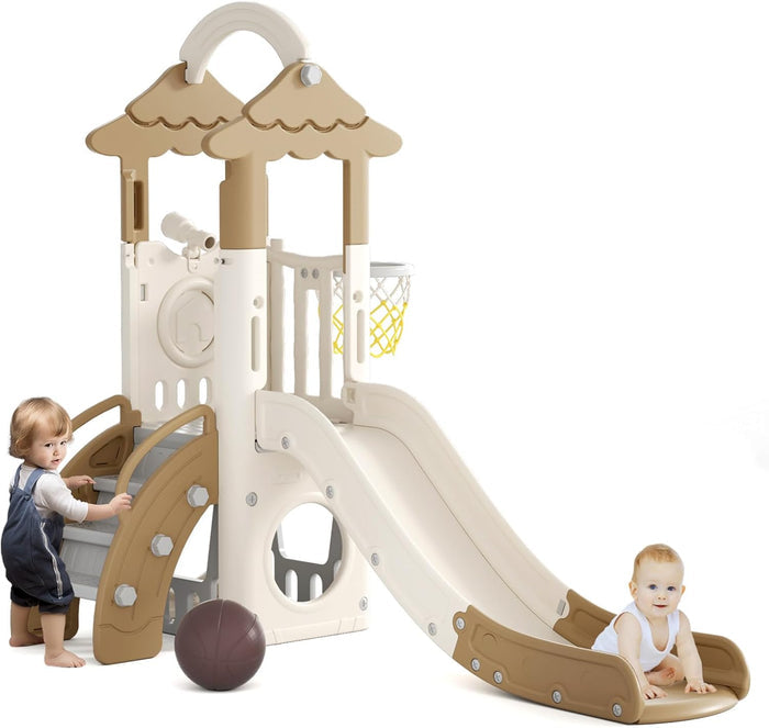 Little Angel Kids Tree House Slide (Coffee)