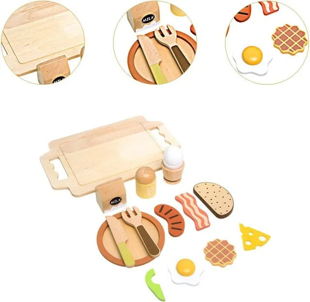 Little Angel Kids Wooden Breakfast Set – 14 Pieces