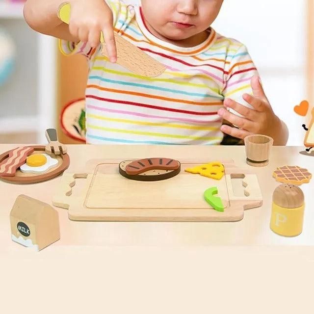 Little Angel Kids Wooden Breakfast Set – 14 Pieces