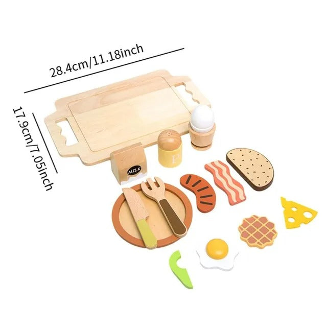 Little Angel Kids Wooden Breakfast Set – 14 Pieces