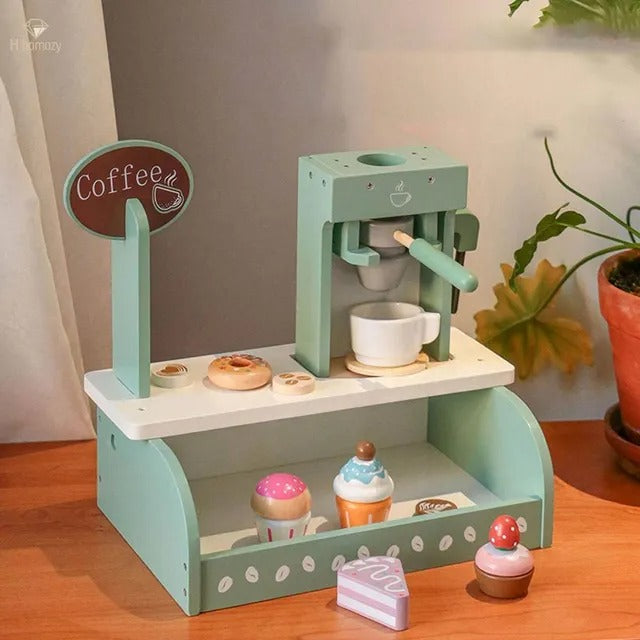 Little Angel Kids Wooden Coffee Machine Play Set – 12 Pieces