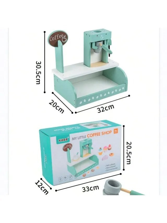 Little Angel Kids Wooden Coffee Machine Play Set – 12 Pieces