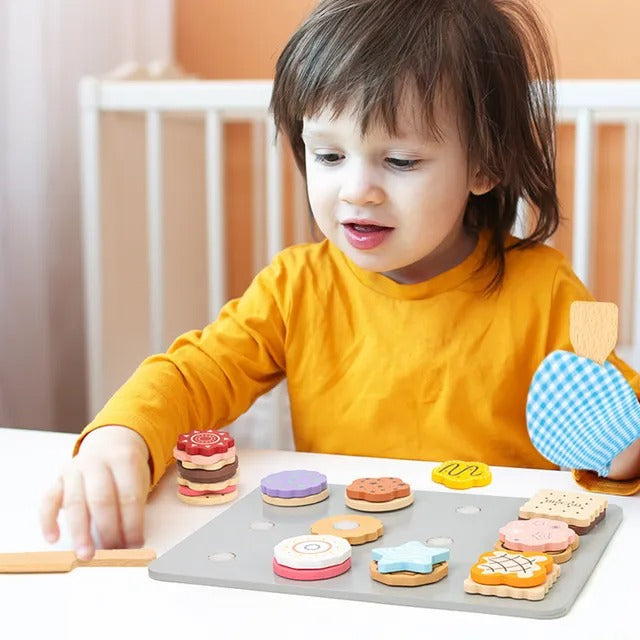 Little Angel Kids Wooden Cookie Play Set – 28 Pieces