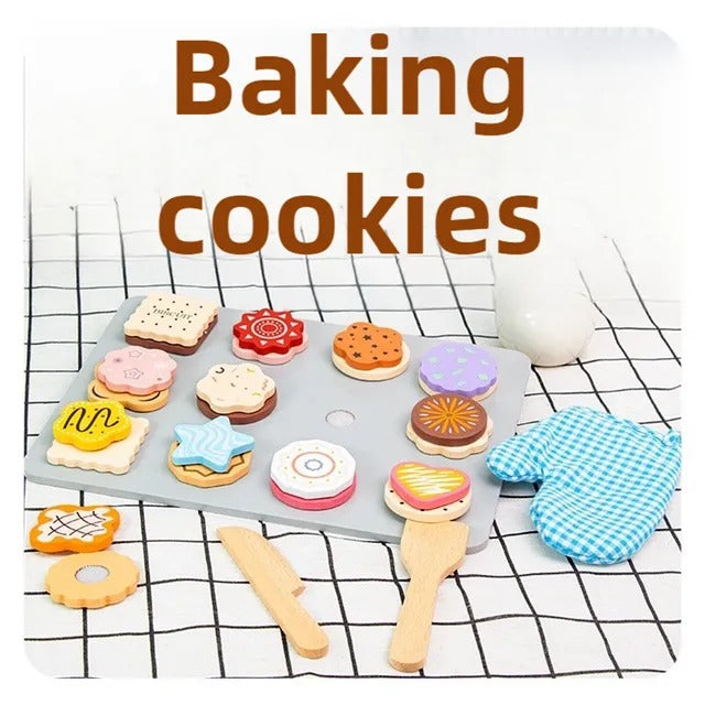 Little Angel Kids Wooden Cookie Play Set – 28 Pieces