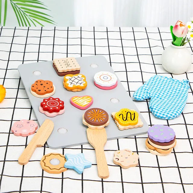 Little Angel Kids Wooden Cookie Play Set – 28 Pieces
