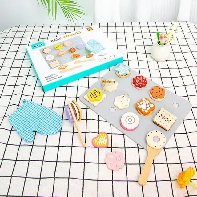Little Angel Kids Wooden Cookie Play Set – 28 Pieces