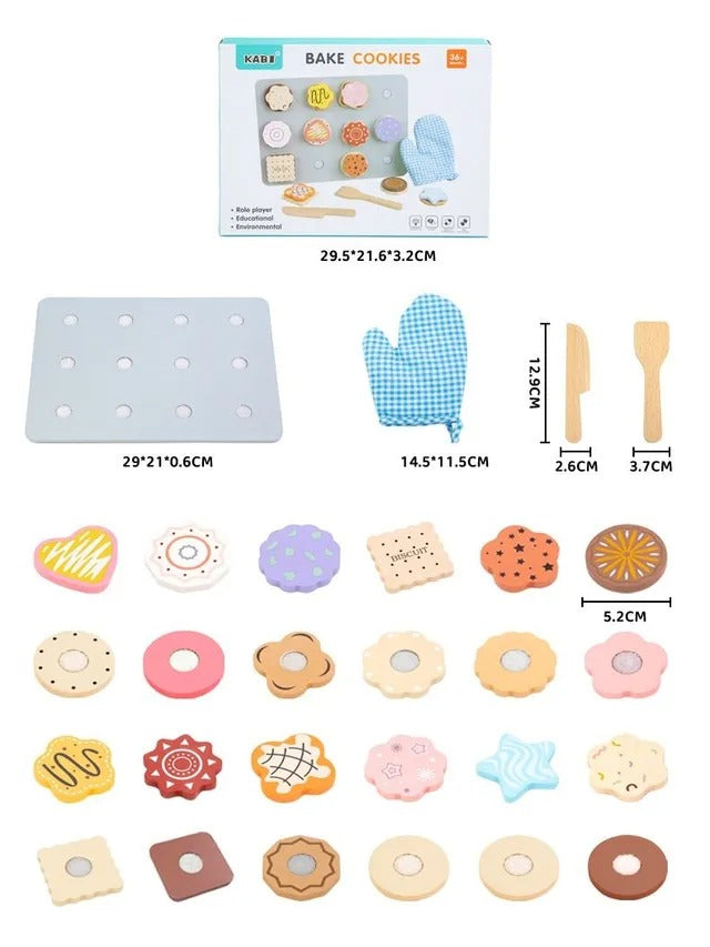 Little Angel Kids Wooden Cookie Play Set – 28 Pieces