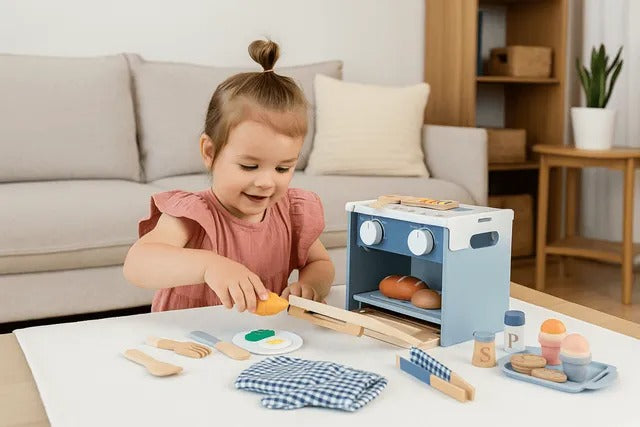 Little Angel Kids Wooden Oven Play Set – 22 Pieces.