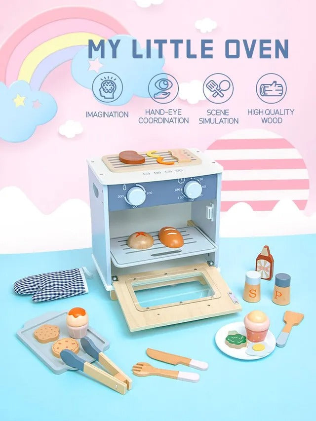 Little Angel Kids Wooden Oven Play Set – 22 Pieces.