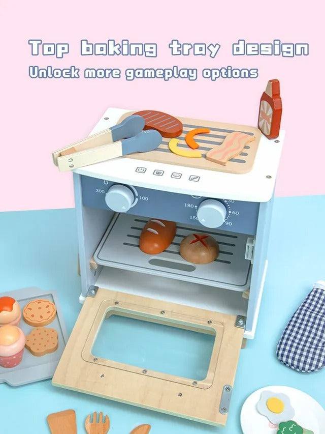 Little Angel Kids Wooden Oven Play Set – 22 Pieces.