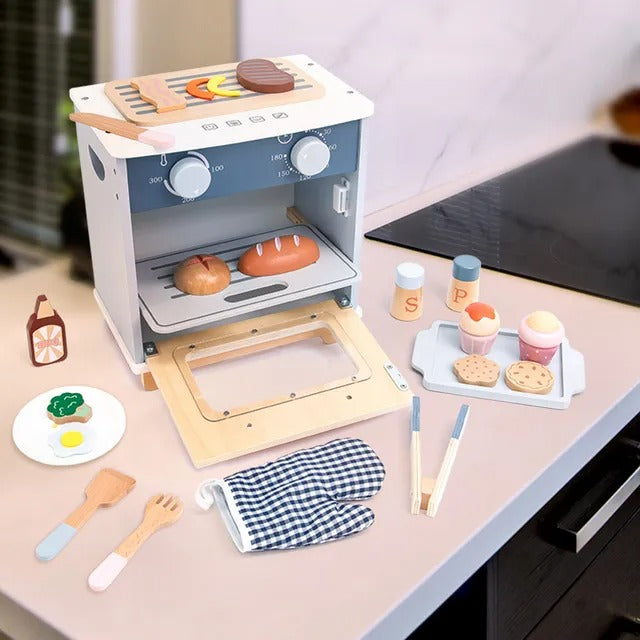 Little Angel Kids Wooden Oven Play Set – 22 Pieces.