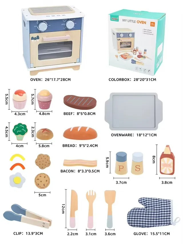Little Angel Kids Wooden Oven Play Set – 22 Pieces.