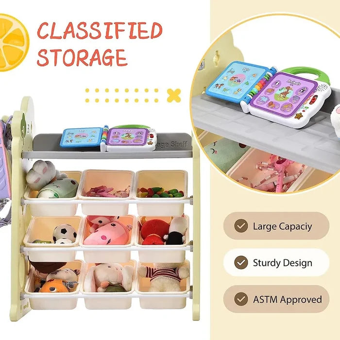 Little Angel Toys Organizer Cabinet with 9 Bins & Hook – Green.