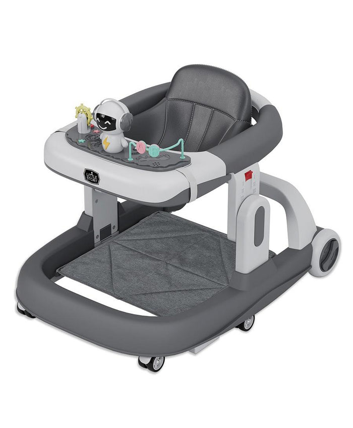 Little Story Adjustable Height Baby Walker Foldable & Interactive (Grey)