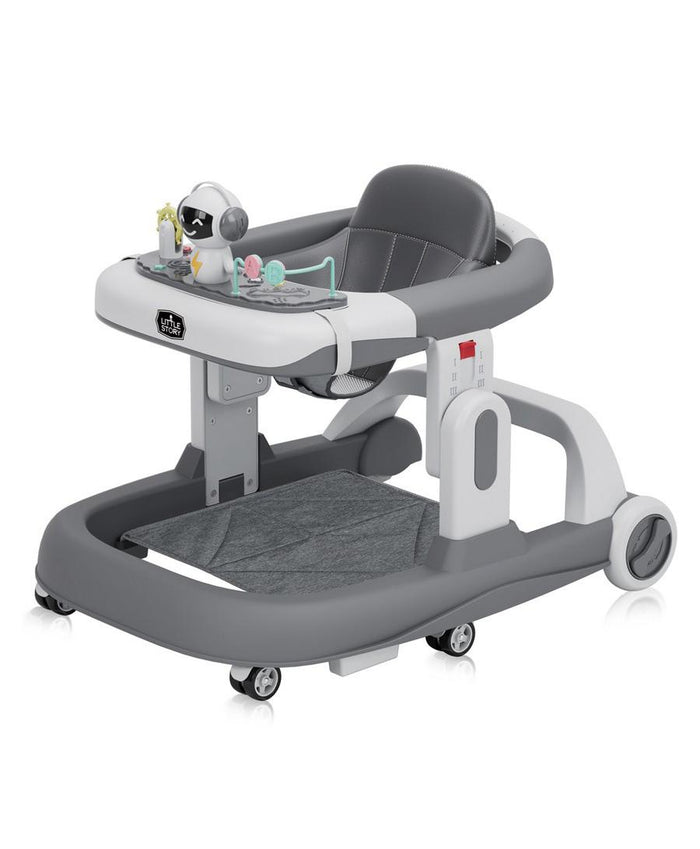 Little Story Adjustable Height Baby Walker Foldable & Interactive (Grey)